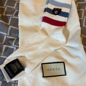 Gucci White Socks with Red and Blue Stripes Black Panther NWT